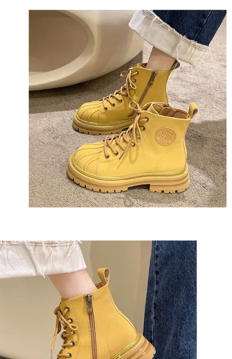 Martin Ddmywed Leather For Women Autumn And Winter New Items Internet Famous Big Yellow British Style Comfortable Short_voghion.com