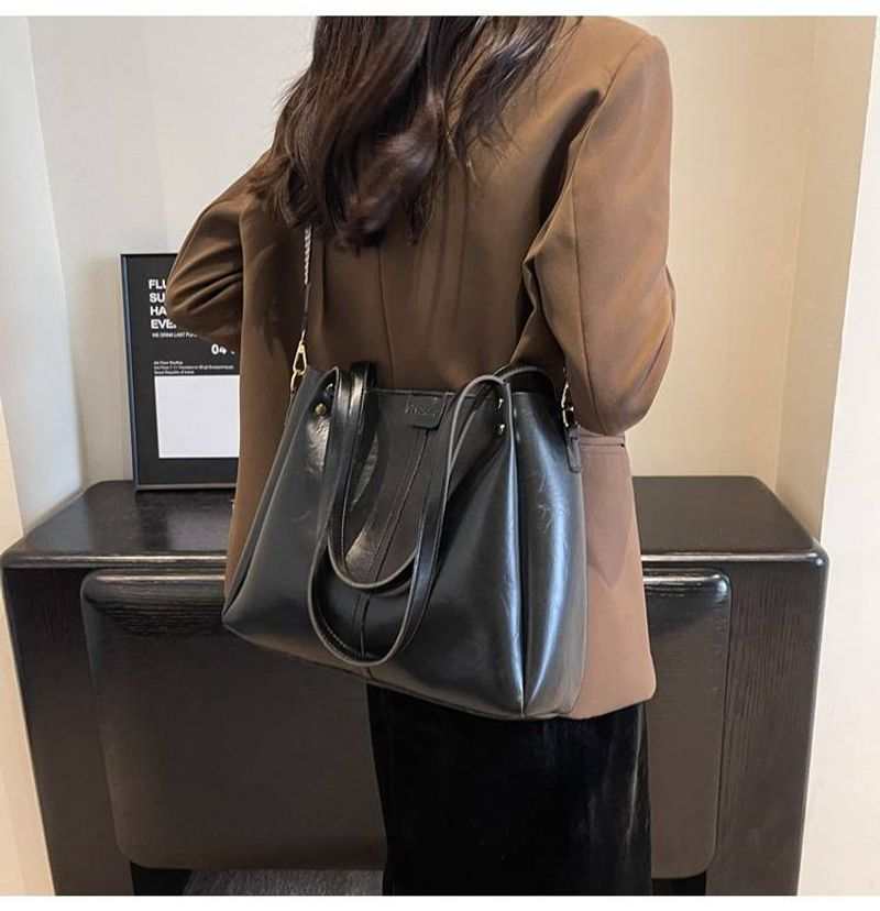 Vintage Pendler-Einkaufstasche großem Fassungsvermögen, neue Handtasche mit strukturiertem, breitem Schultergurt,_voghion.com