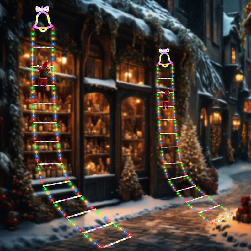 Cross-Border New Bell Santa Claus LED Ladder Christmas Tree Holiday Decoration Outdoor Waterproof Atmosphere Light_voghion.com