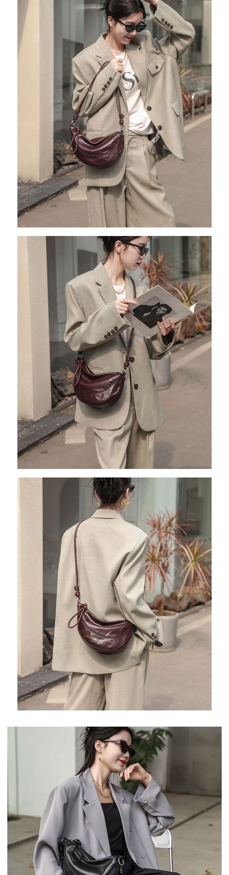 Borsa a tracolla in pelle di mucca di nicchia, nuova vera pelle per donna, a forma di mezzaluna, di alta qualità, con sensazione di sella b,_voghion.com