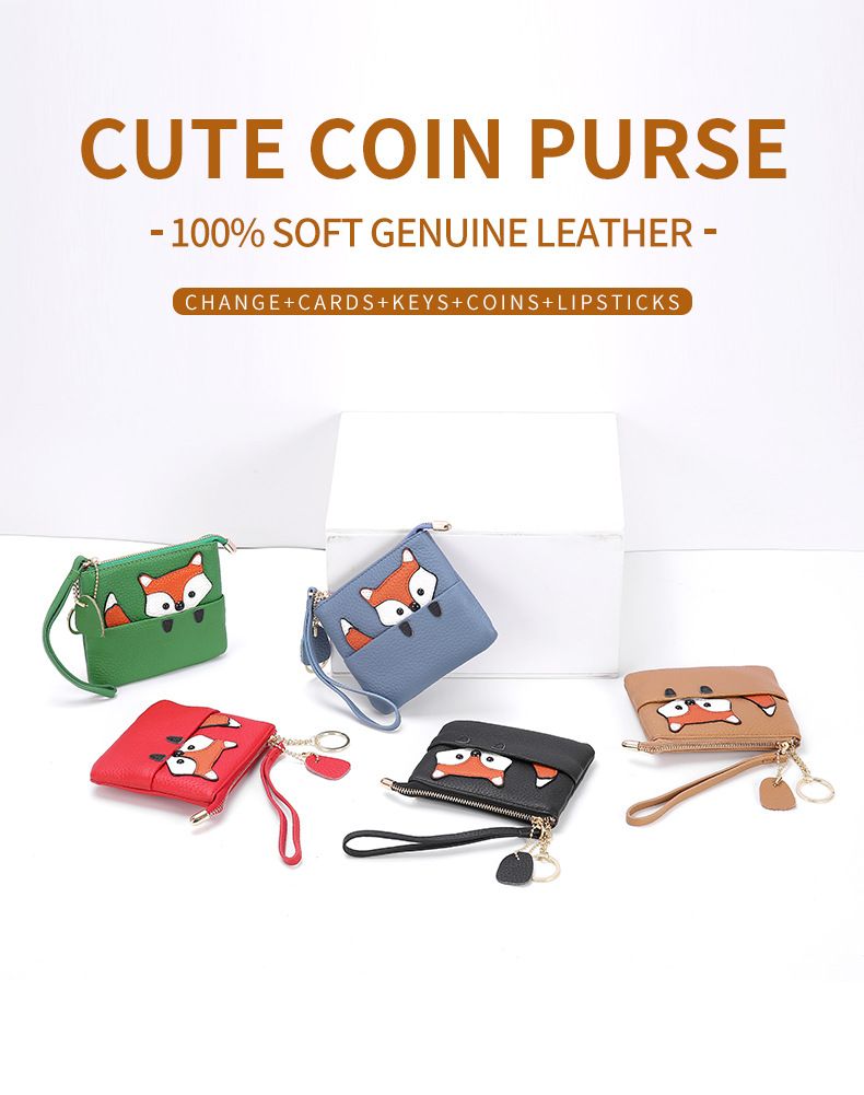 Japanese ultra-thin card creative bag, keychain, cute mini zipper, leather coin purse, women's small wallet_voghion.com