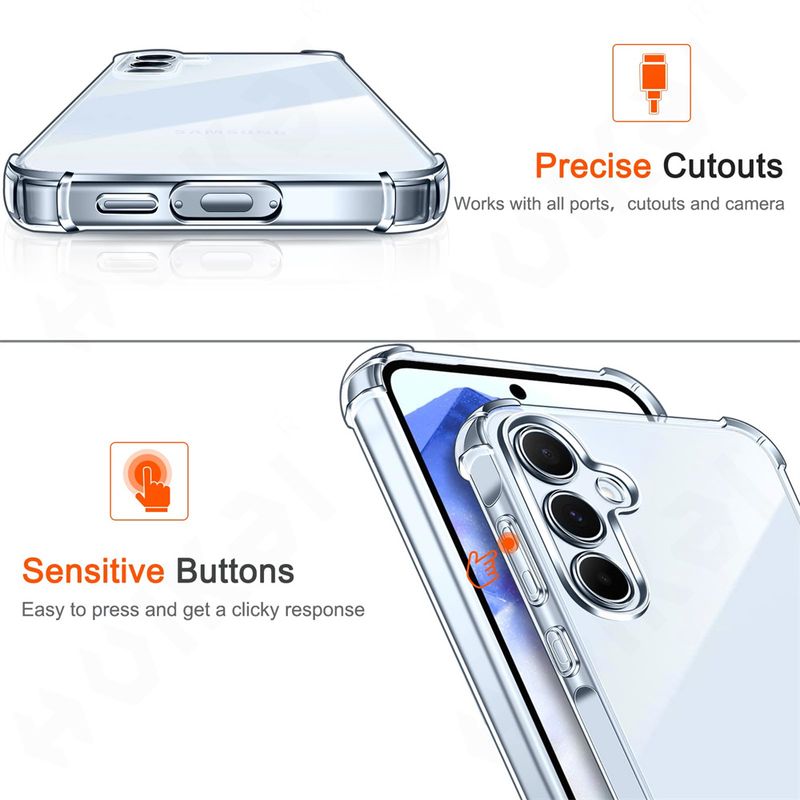 Custodia per Samsung Galaxy S24 S23 Ultra Plus FE A55 A35 A15 A54 A53 A14 4G 5G 4G 5G Silicone Morbido Trasparente TPU Protettiva Cover_voghion.com