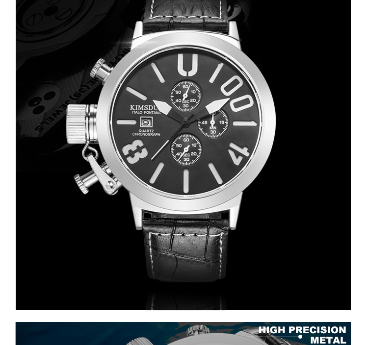 KIMSDUN Orologio da uomo con cinturino a quadrante grande Orologio impermeabile sportivo multifunzionale a tre occhi a sei pin_voghion.com