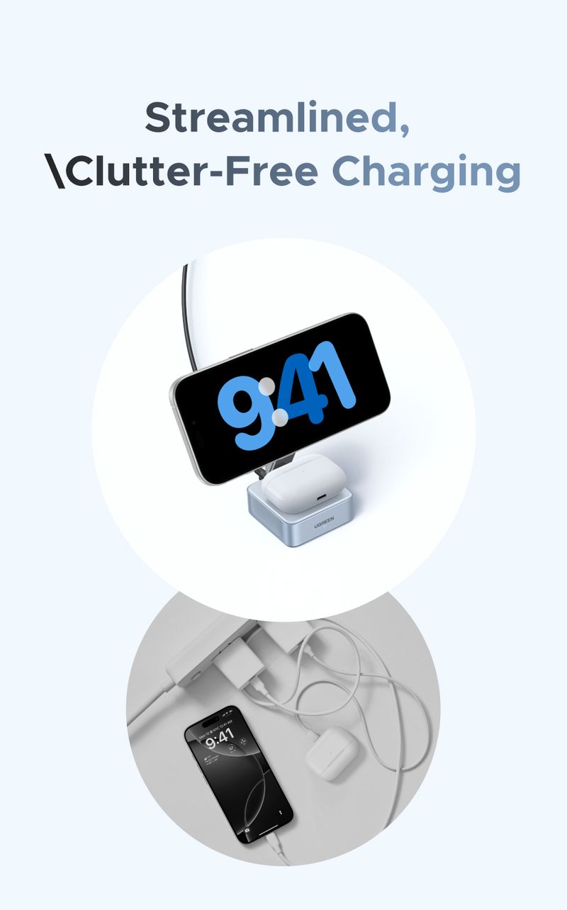UGREEN Upgraded Qi2 25W Magnetic 2-in-1 Wireless Fast Charging Stand Mag Safe Charger For IPhone 16 17_voghion.com