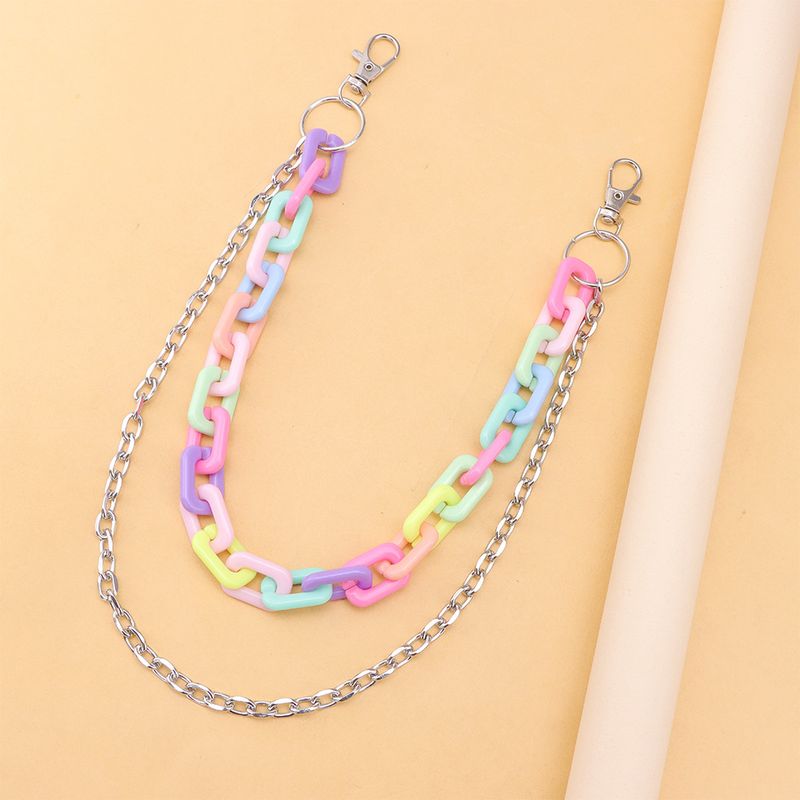 Fashion Waist Accessories Versatile Candy Double-layer High Street Color Resin Pants Chain_voghion.com