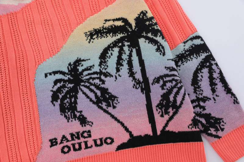 Pull à col rond en Jacquard de noix de coco pour hommes, épissage créatif, ample, tendance, marque décontractée, pour Couple_voghion.com