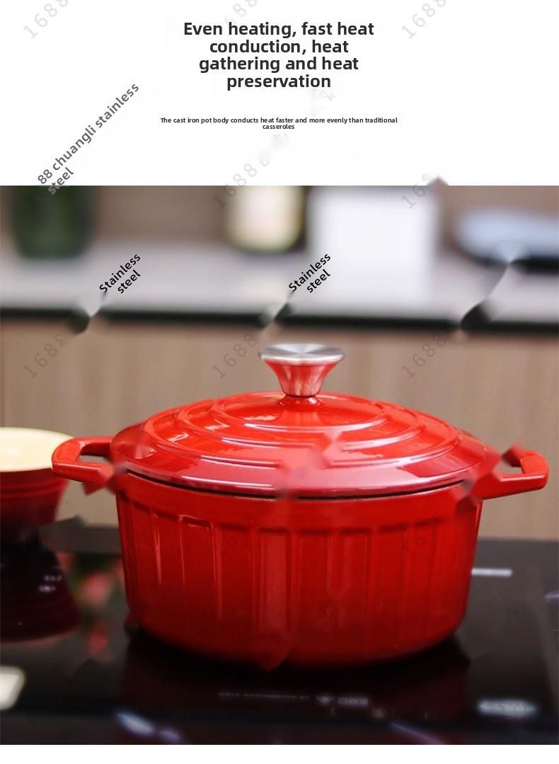 Enamel Cast Iron Non-Coated Non-Stick Seafood Stew Household Large Capacity Constant Temperature Soup Pot_voghion.com
