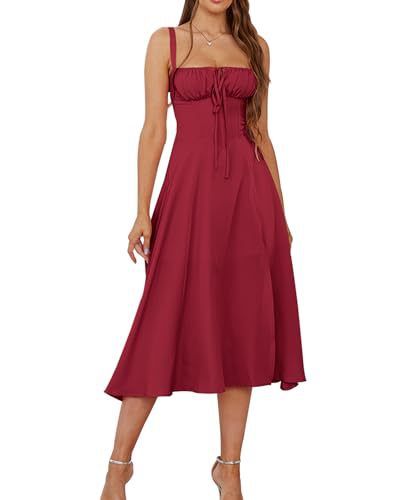 Damenbekleidung Mittellanges Korsett Elegantes Schlitz-Schnürkleid für Damen zum Ausgehen_voghion.com