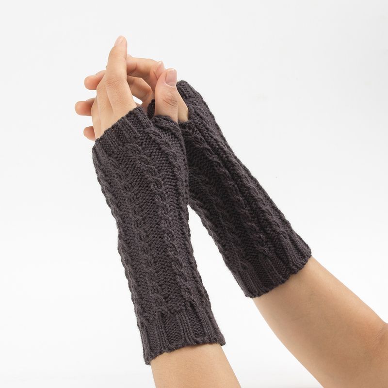 Fried Dough Twists Wrist Gloves Autumn Winter New Knitted Wool Warm Men And Women's Short Skiing Open Finger Sleeve_voghion.com