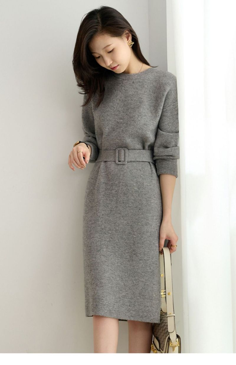 2023 High-End-Strickpullover für Herbst und Winter, mittellang, mit Mantel innen, lässiges, lockeres Kleid_voghion.com