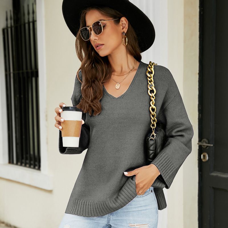 Abbigliamento da donna primaverile ed estivo, cappotto sottile lavorato a maglia casual con maniche a spalla, cardigan lavorato a maglia con scollo a V color fosforo_voghion.com