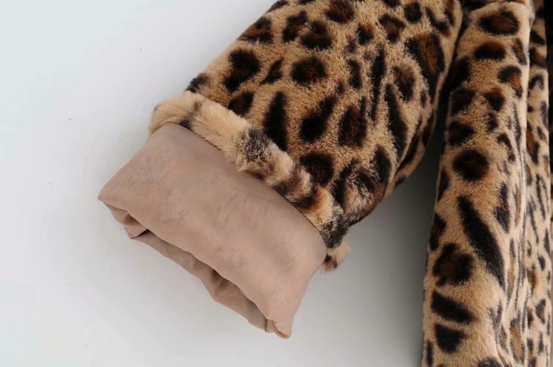 Damenbekleidung, Leopardenmuster, Pelzimitation, kurze, lockere, verdickte, sexy, lange Ärmel für Damen_voghion.com