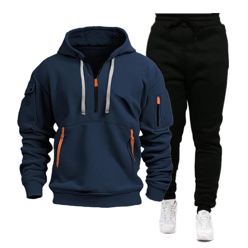 Men's Activewear Spring And Autumn Sports Hoodie Suit Men Zipper Hoodie Suit Hoodie Two-piece Trouser Suit_voghion.com