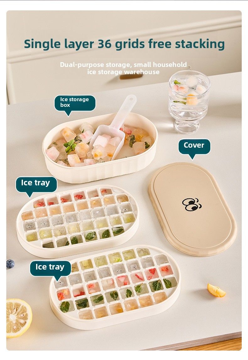 Ice Grid Frozen Ice Cube Mold Plastic Easy Demoulding Quick Freezing Ice Making Ice Storage Box Food Grade Household Ice Cube Box With Lid_voghion.com