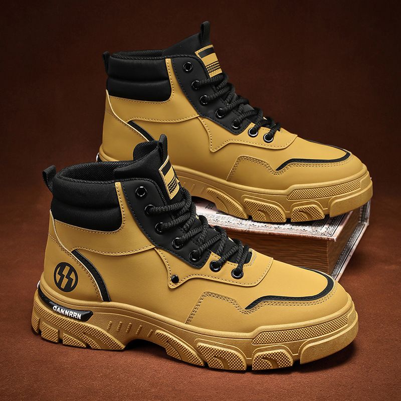 High Top Martin Efterår 2024 Nye Arbejdssko Herrer Koreansk Version Alsidig Britisk Stil Tykke Såler Korte Støvler_voghion.com