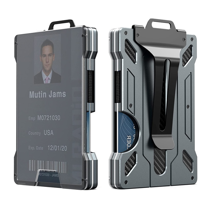 Porta-cartões para exterior prático tático de alumínio fashion mini carteira mágica inteligente_voghion.com