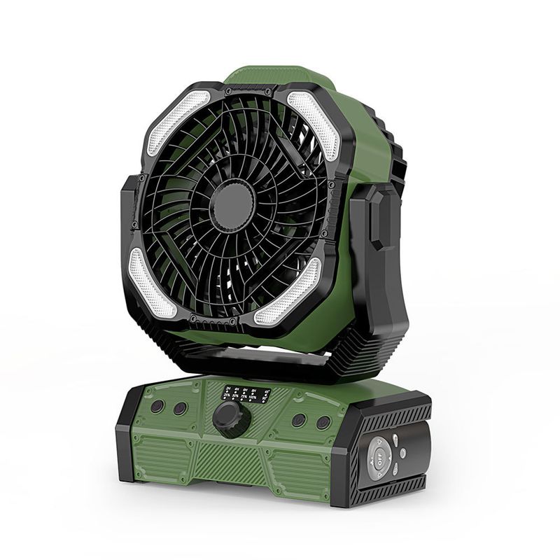 Ventilador externo USB portátil com regulagem de velocidade contínua e carregamento de vento, ventilador de acampamento, iluminação para barraca de pesca_voghion.com