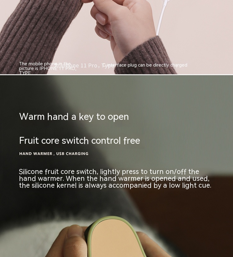 Avocado Warm Hand Treasure Power Bank 2-in-1 Portable USB Winter Mango Mini Gift Box_voghion.com