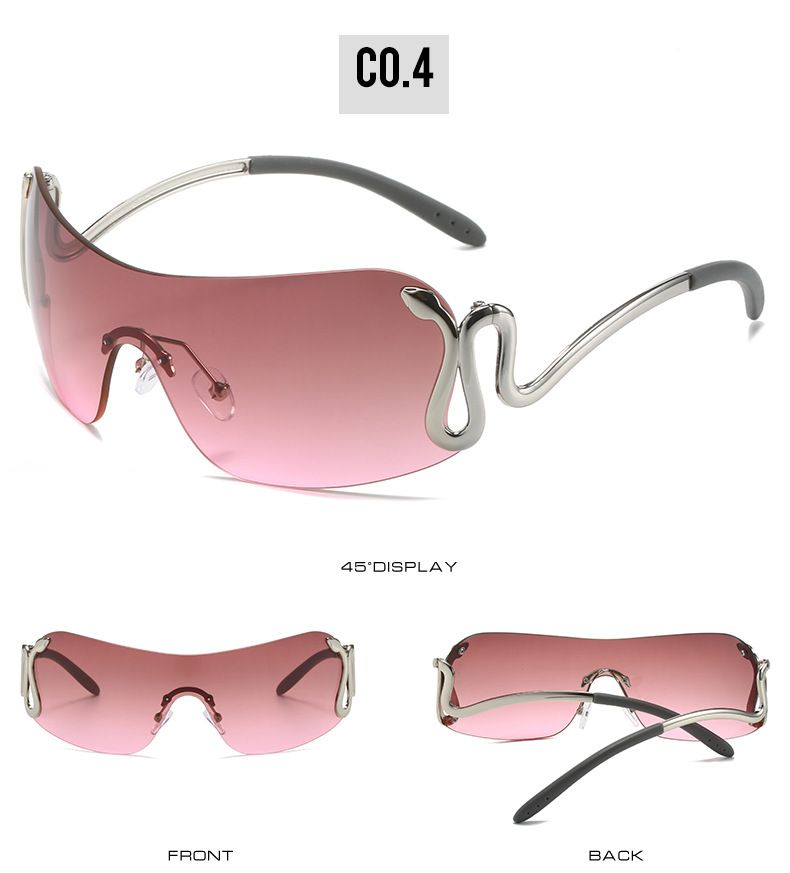 Uemi Nieuwe Mode Randloze Zonnebrillen Voor Vrouwen Mannen Slang Decoratie Metalen Frame Zonnebrillen Tinten UV400 Brillen_voghion.com