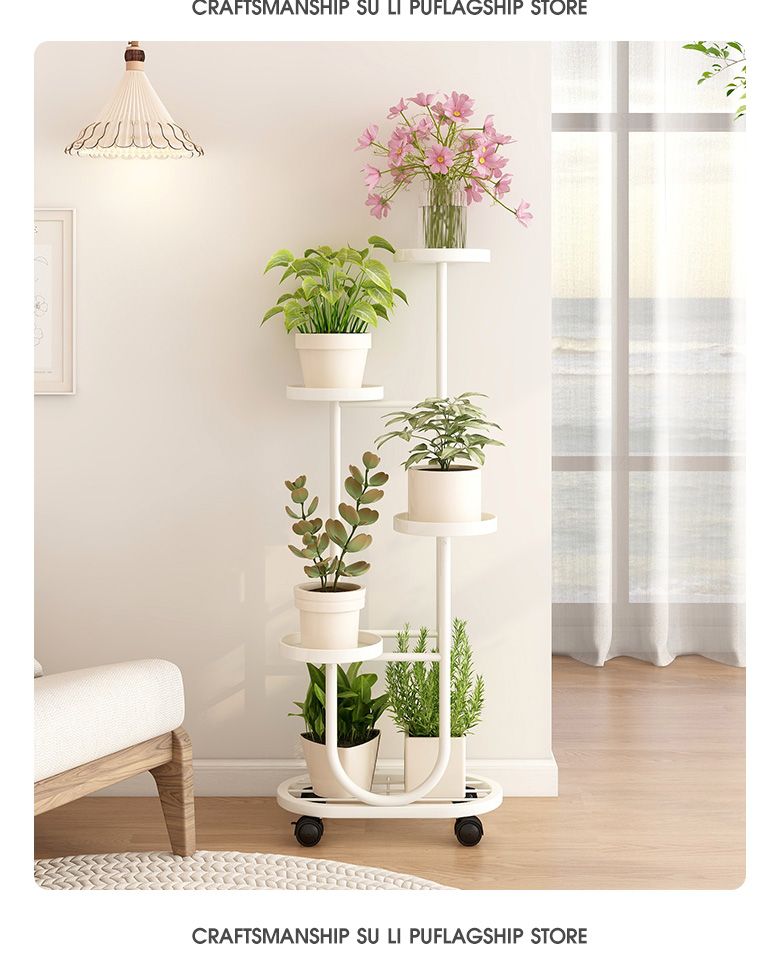 Living Room Floor-standing Movable Stand Balcony Plant Rack Iron Art Multi-layer Succulent Flower Pot Holder_voghion.com