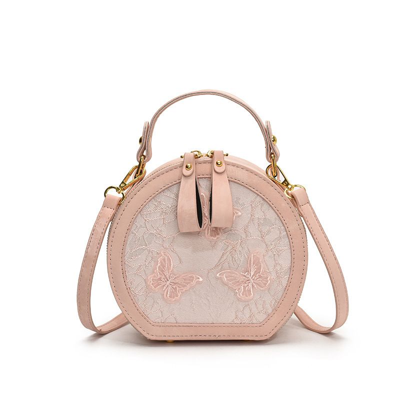 Borsa a tracolla rotonda da donna con tracolla singola, piccola, in stile cinese, con ricamo a farfalla_voghion.com