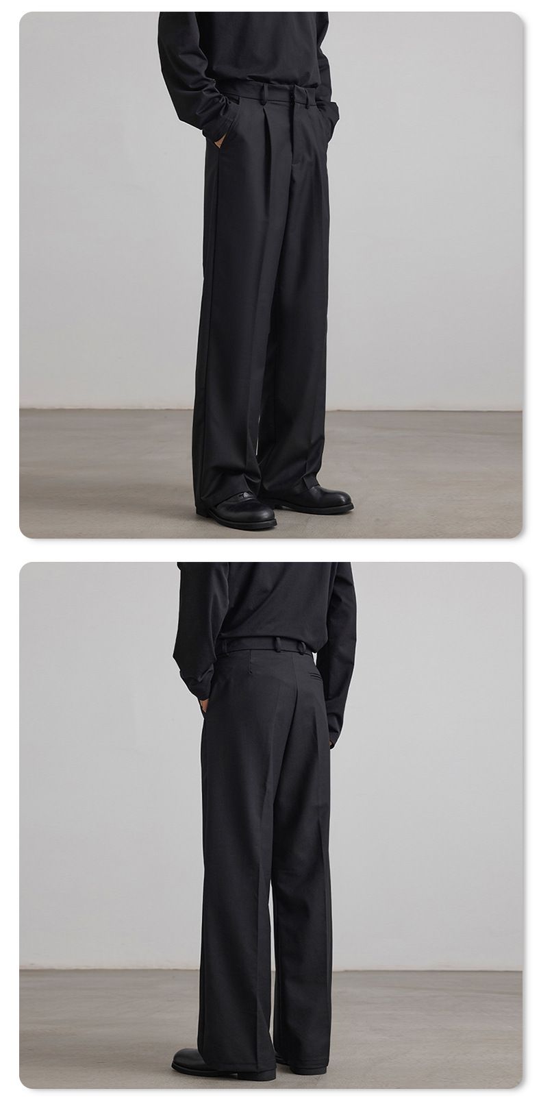 Herrenbekleidung Neue TR Plissee A-Linie Casual Weites Bein Lose Gerade Freizeithose Herren Cleanfit Trend_voghion.com
