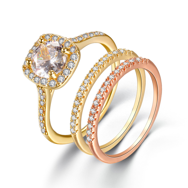 Anello da donna con micro pavé di zirconi, anello combinato di alta qualità e molto popolare_voghion.com
