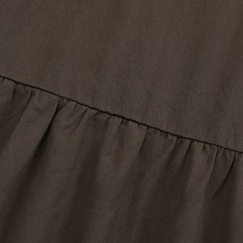 Women's ruffled casual skirt Plain skirt Vintage style pleated skirt_voghion.com
