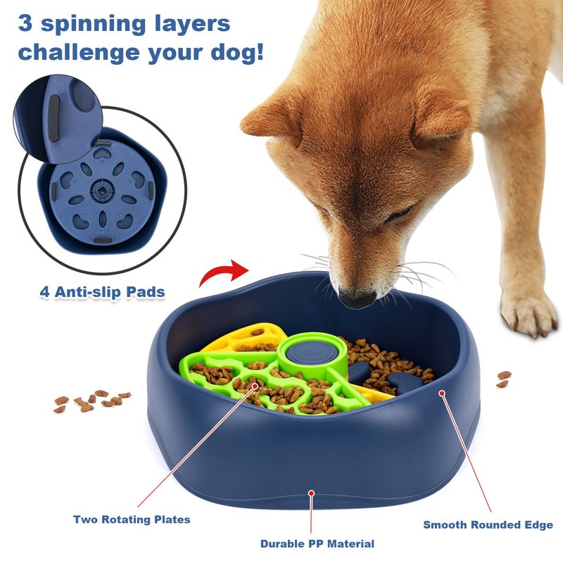 New Pet Feeder Bowl Dish Rotating Plate Puzzle Boredom Relief Slow Eating Training Dog Foraging Toy_voghion.com
