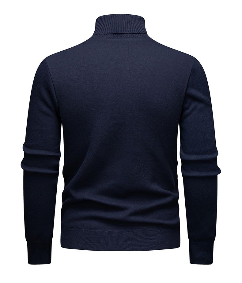 Neuer Einteiler für Herren im Herbst und Winter mit hohem Halsausschnitt, zusätzlichem Samt und dickem Strickpullover, vielseitiger Basispullover_voghion.com