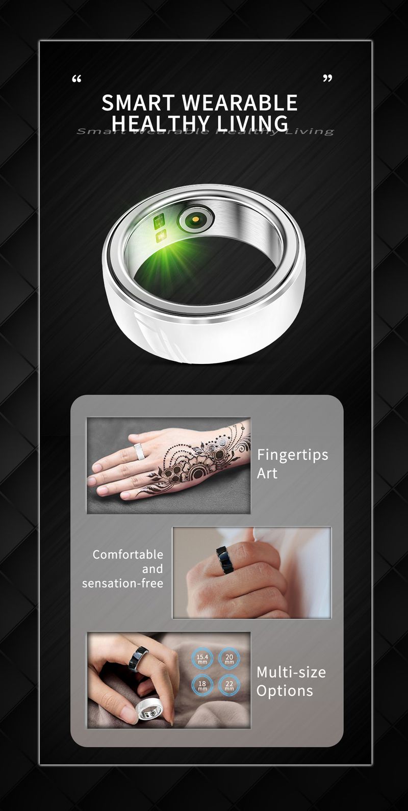 Herrenschmuckringe R8 Keramik-Smart-Ring Herzfrequenz Blutsauerstoff Multisport Gesundheit Schlafüberwachung IP Wasserdichter Smart-Ring_voghion.com