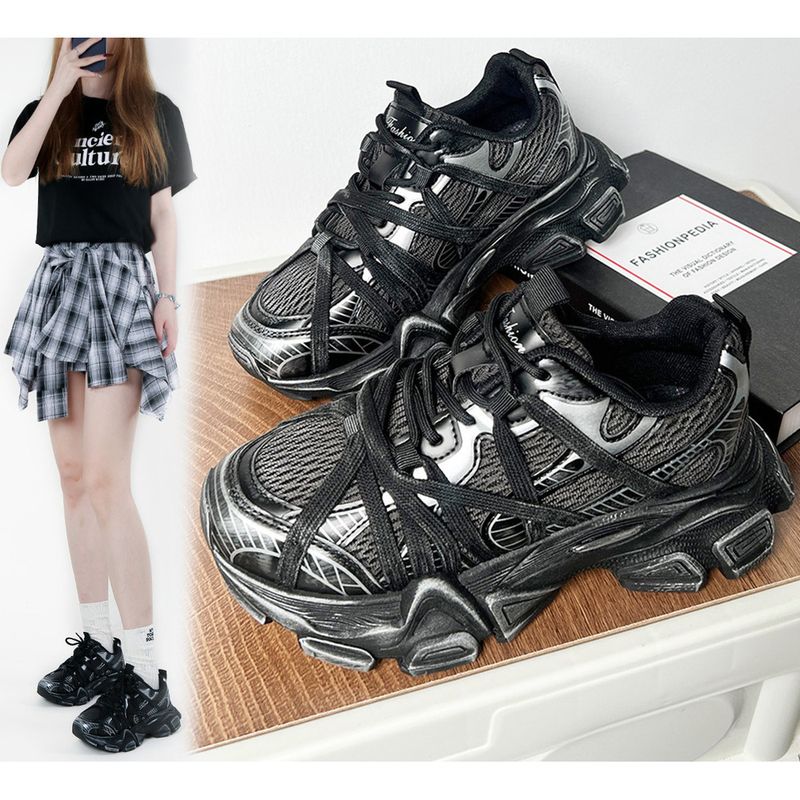 Platform Increase Women 2025 Spring And Summer New Mesh Fashion Sneakers_voghion.com