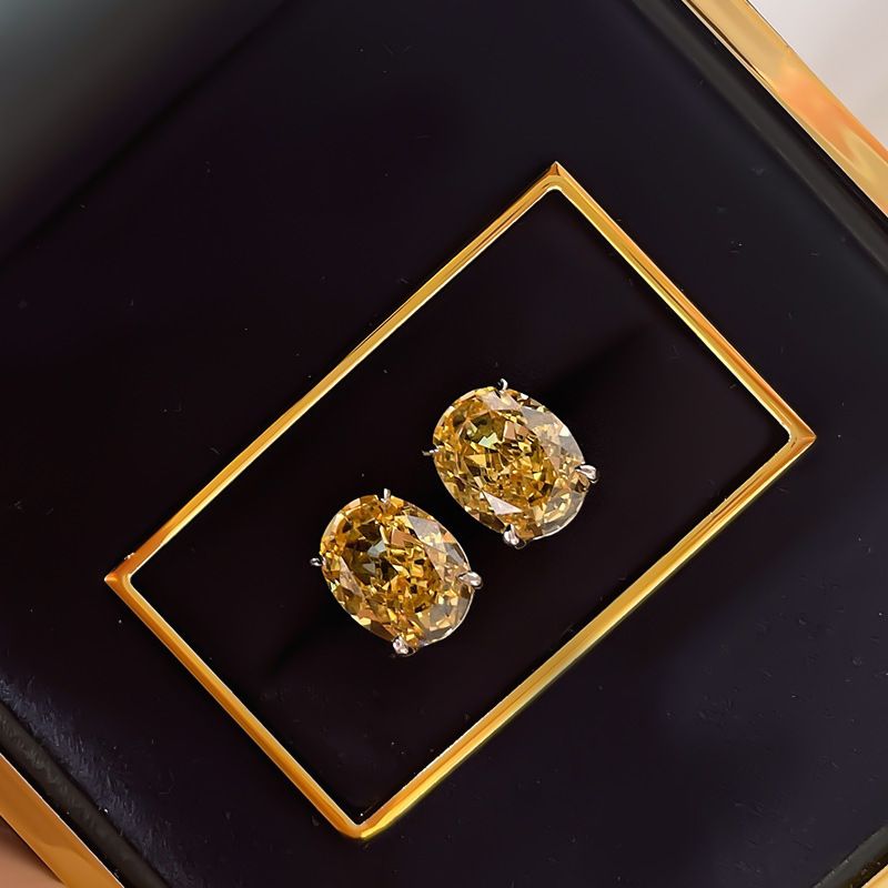 Damessieraden S925 Sterling Zilveren Oorbellen Verguld Zirkonia Optionele Kleur Damesoorbellen Licht Luxe En Veelzijdig Niche Design Oorbellen_voghion.com