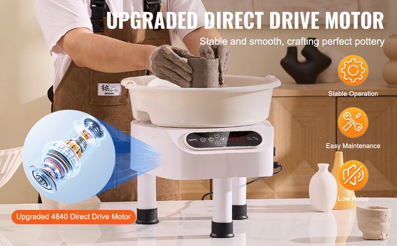 Pottery Wheel, 11 inch Pottery Forming Machine, 450W Electric Wheel for Pottery with Foot Pedal and LCD Touch Screen, Direct Drive Ceramic Wheel with _voghion.com