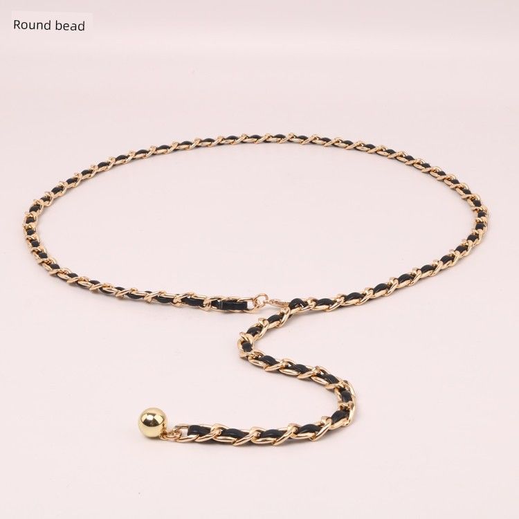 Women's Summer Skirt Suit Fashion Woven Waist Chain_voghion.com