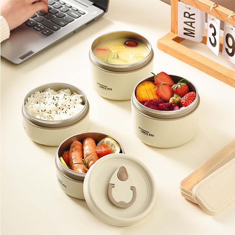 Set di contenitori per il pranzo isolati e portatili con contenitore termico per il pranzo, 3 contenitori per il pranzo impilabili separati per adulti e bambini_voghion.com