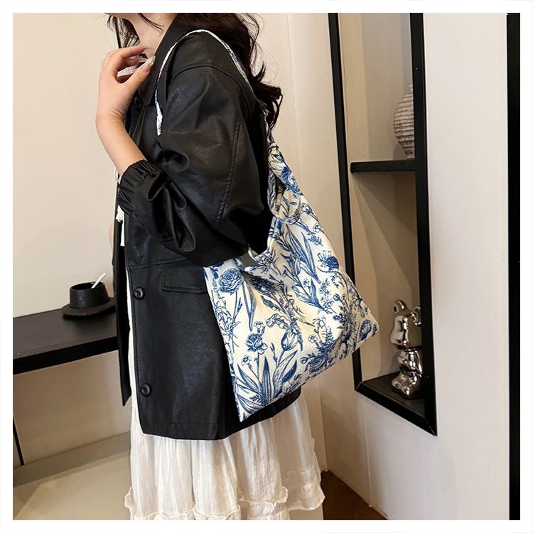 Damentaschen Freizeit Lazy Style Stickerei Zen Tragetasche Große Kapazität Leichte Pendler-Schulter-Umhängetasche Für Frauen_voghion.com