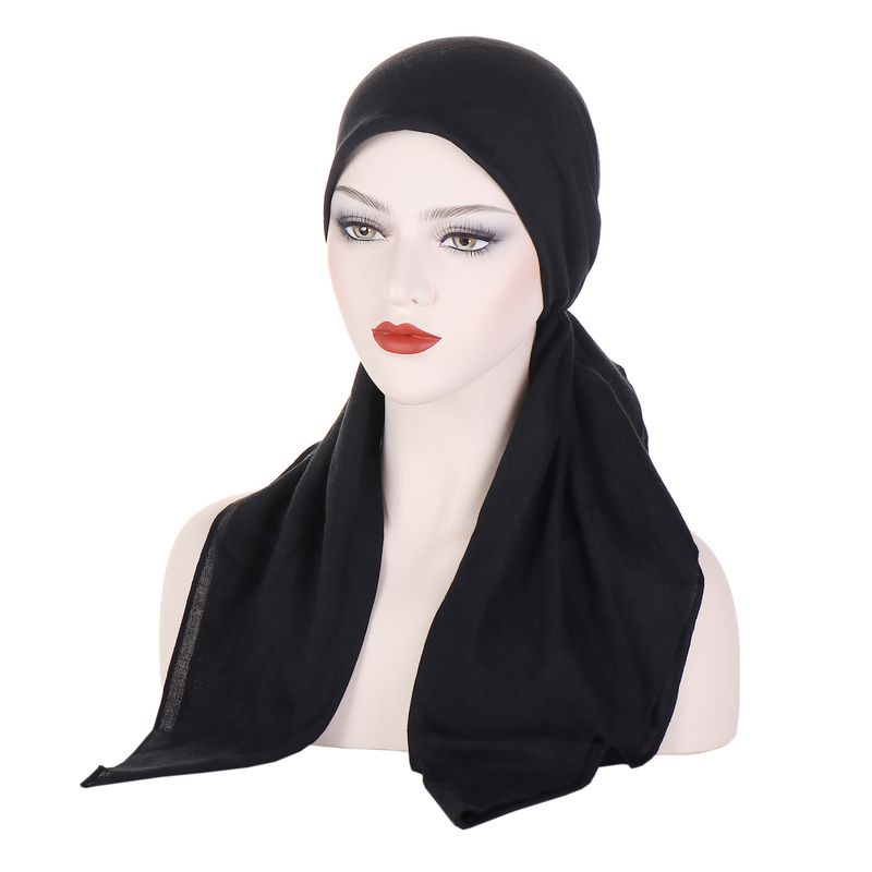 Cappello turbante in cotone e lino tinta unita, versatile cappello a coda lunga curvo quotidiano da donna in tutte le stagioni_voghion.com