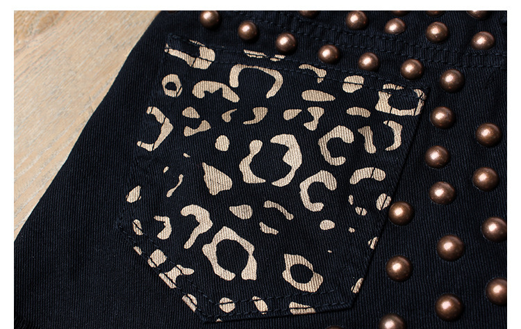 Abbigliamento da donna, pantaloncini in denim con rivetti strappati, pantaloni caldi stampati a vita alta, a gamba larga_voghion.com