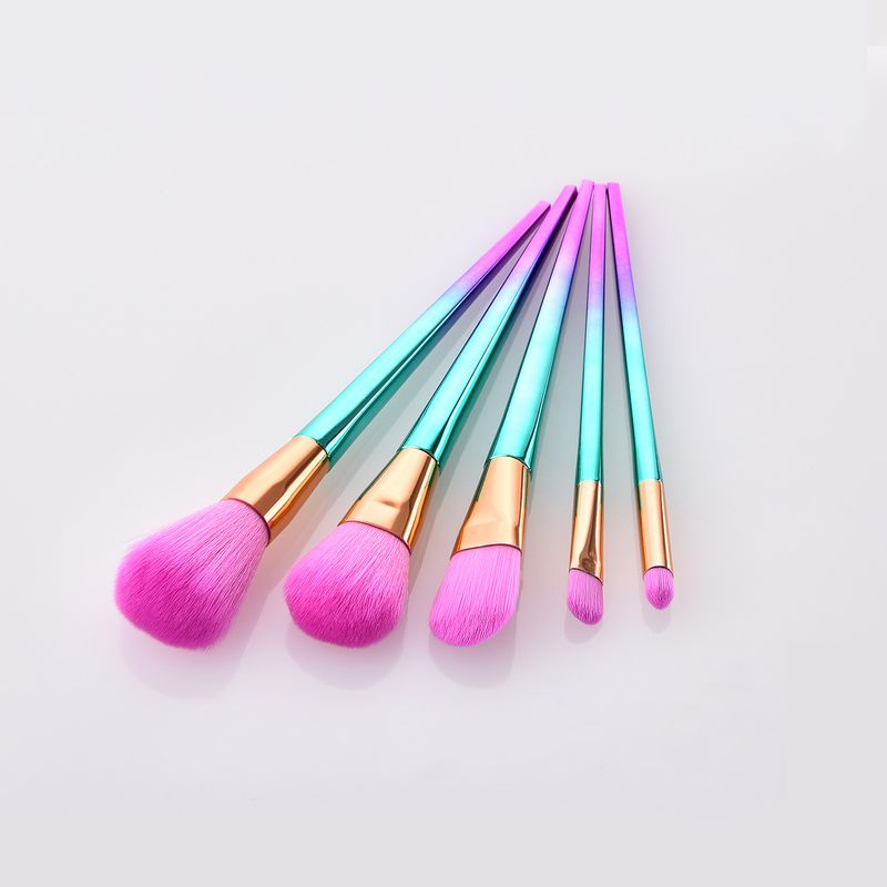 5-teiliges Make-up-Pinselset, Make-up-Tools, Augenset, Lidschattenpinsel, rosa und blauer Farbverlauf, Yuncai GUJHUI_voghion.com