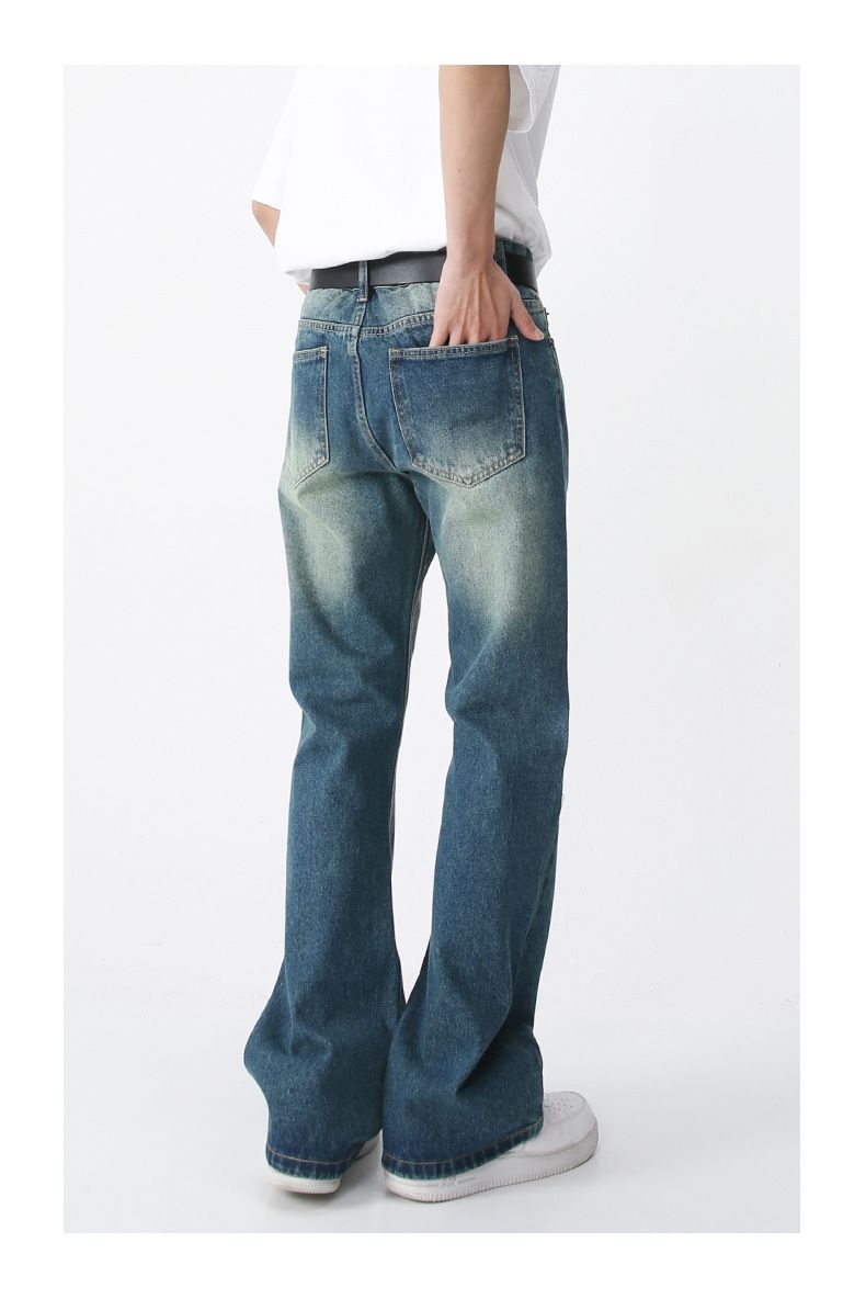 Herrenbekleidung Herren Vintage Made Old Ground weiße Microhose mit geradem Bein_voghion.com