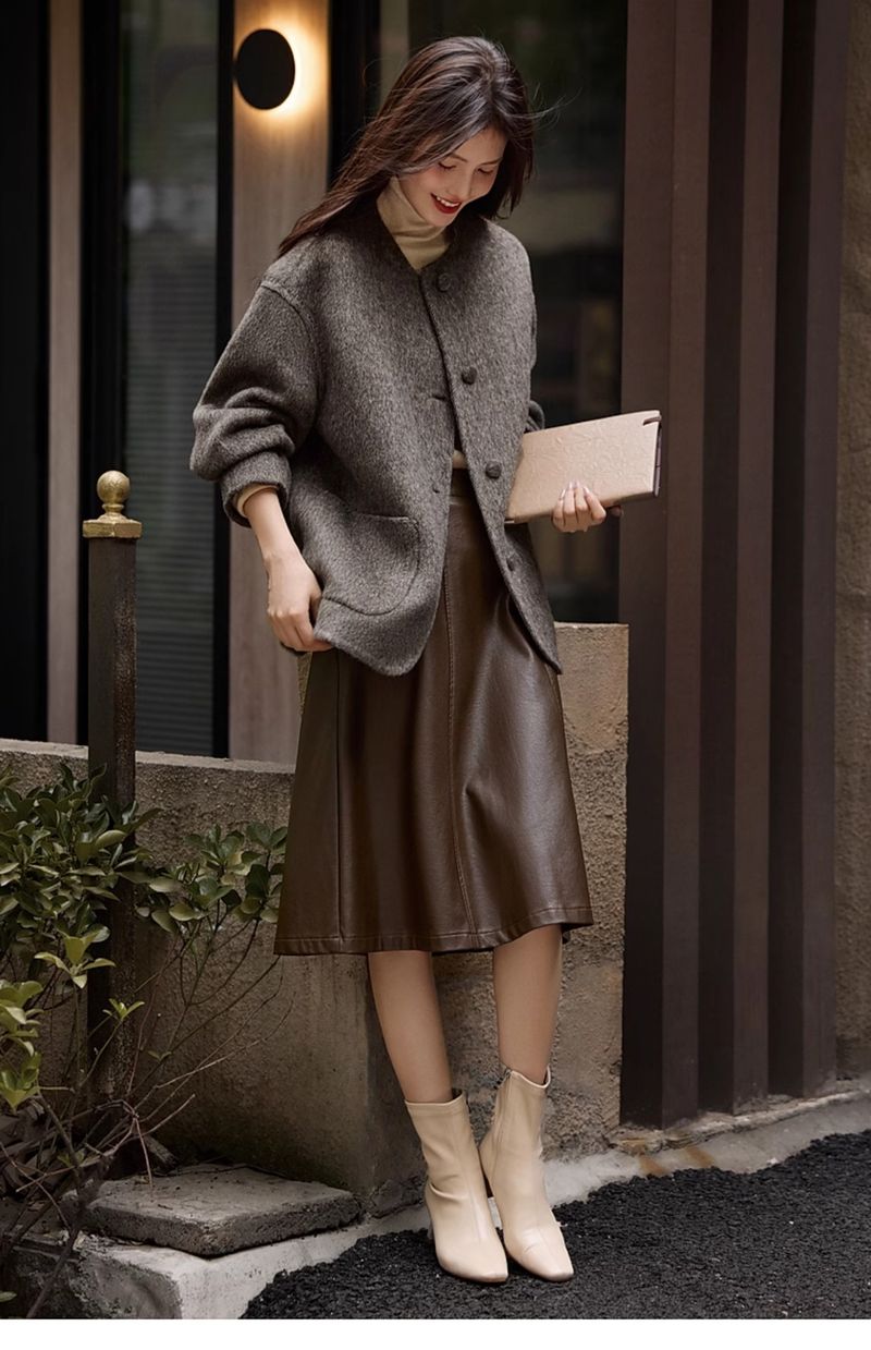 【Blogger's Same Style】XWI Xin Wei Hepburn Style Double-Sided Wool Coat For Women 2025 Autumn Winter Fragrant Woolen_voghion.com