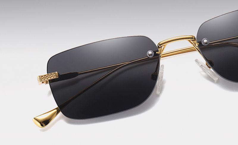 Mode Kachawoo männer platz sonnenbrille randlose gradienten kleine rahmen gold metall frau brillen zubehör rechteckigen braun_voghion.com