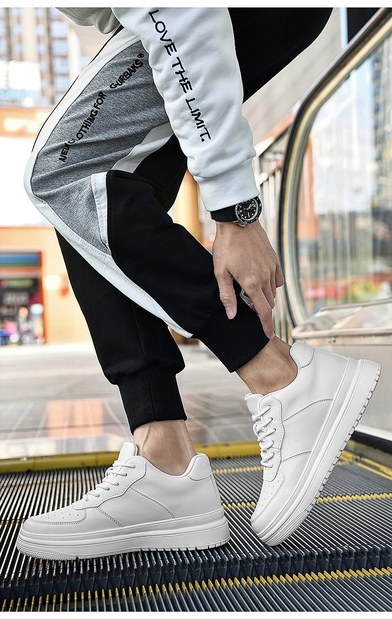 Scarpe da uomo con base piatta, scarpe casual bianche traspiranti e invisibili, con aumento dell'altezza interna_voghion.com