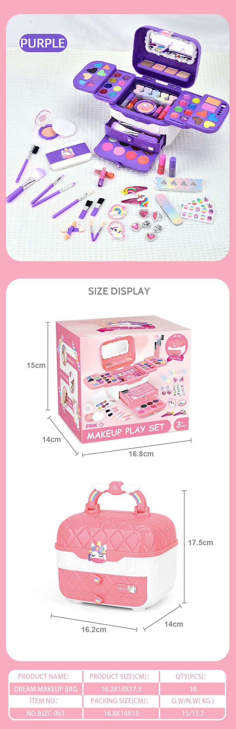 Cross Border Cosmetic Bag Box Set Beauty Toy Match Blush Nail Set Pretend Play Toy Girl Gift Delivery_voghion.com