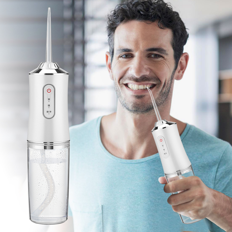 Oral Irrigator Portable Dental Water Flosser USB Rechargeable Water Jet Floss Tooth Pick 4 Jet Tip 220ml 3 Modes IPX7_voghion.com