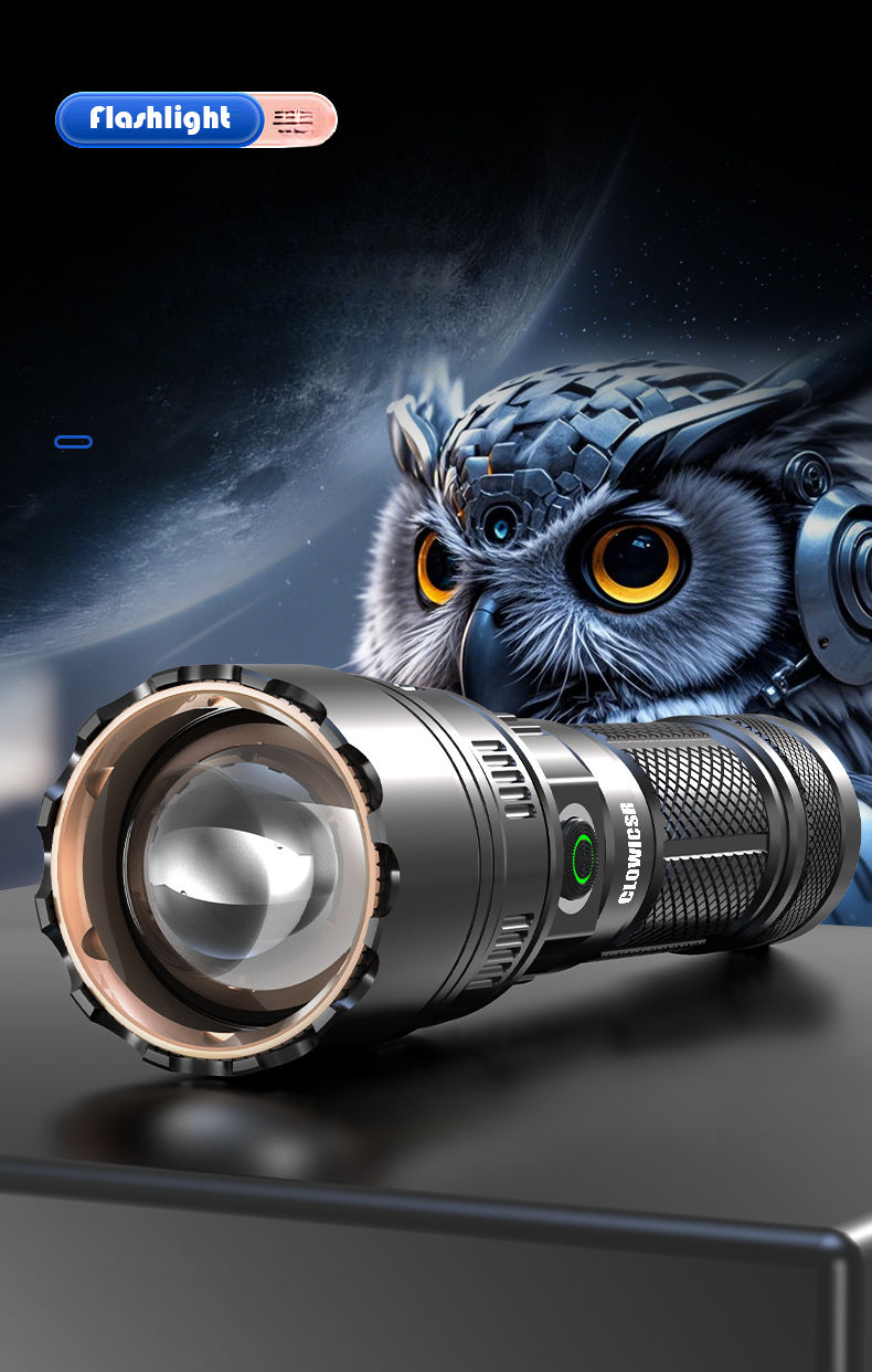 Torcia elettrica ultra luminosa per esterni, batteria a lunga durata, portatile, ricaricabile, zoom laser, alta luminosità, per casa e notte_voghion.com