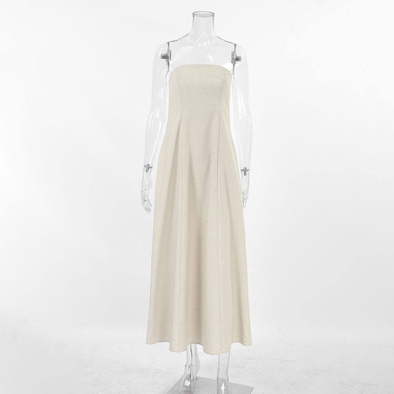Abito lungo da donna con design semplice e personalità, aderente e a tubino, tinta unita_voghion.com