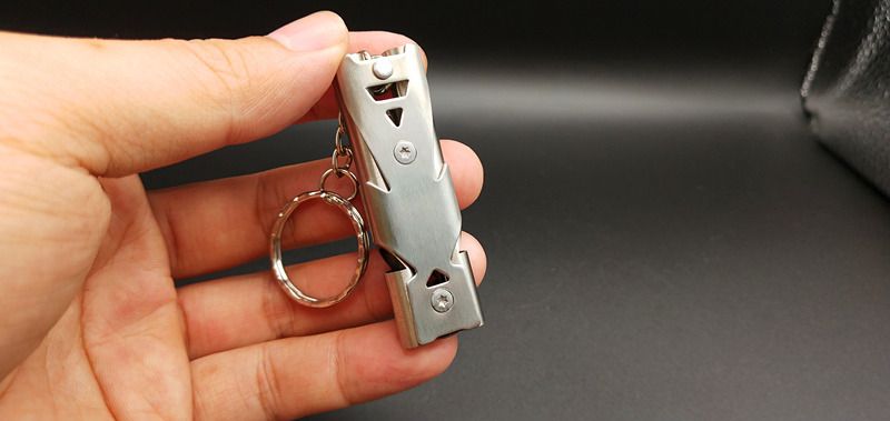 Survival Dual Tube Loud Outdoor Emergency Stainless Steel Frequency Earthquake Rescue High Decibel Whistle_voghion.com