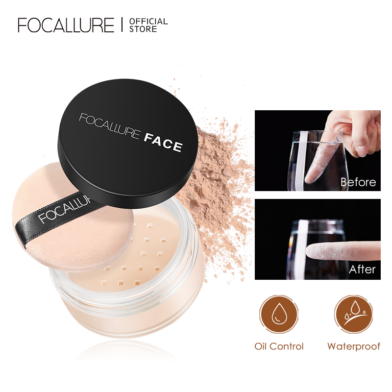Cipria in polvere libera Focallure Invisible Finish, Cipria in polvere libera per il viso ..._voghion.com